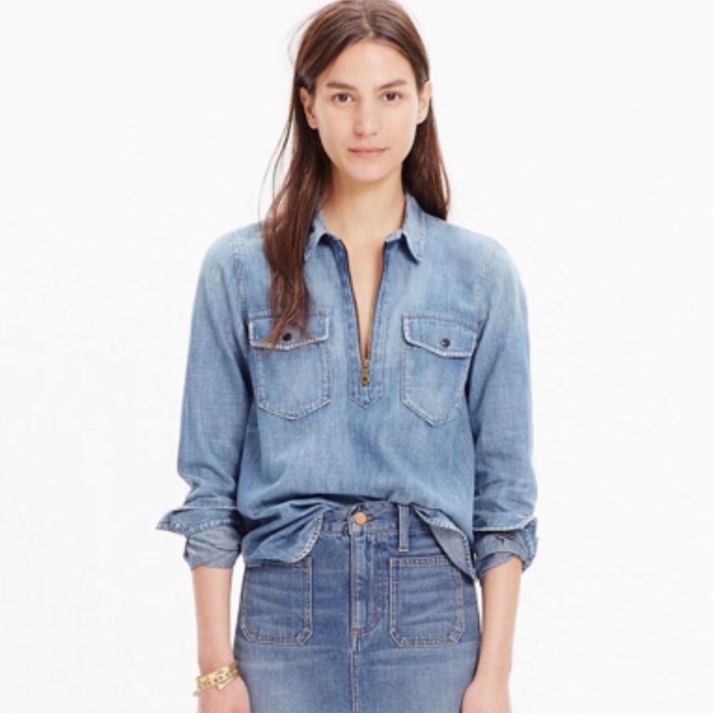 Madewell zip-up chambray popover